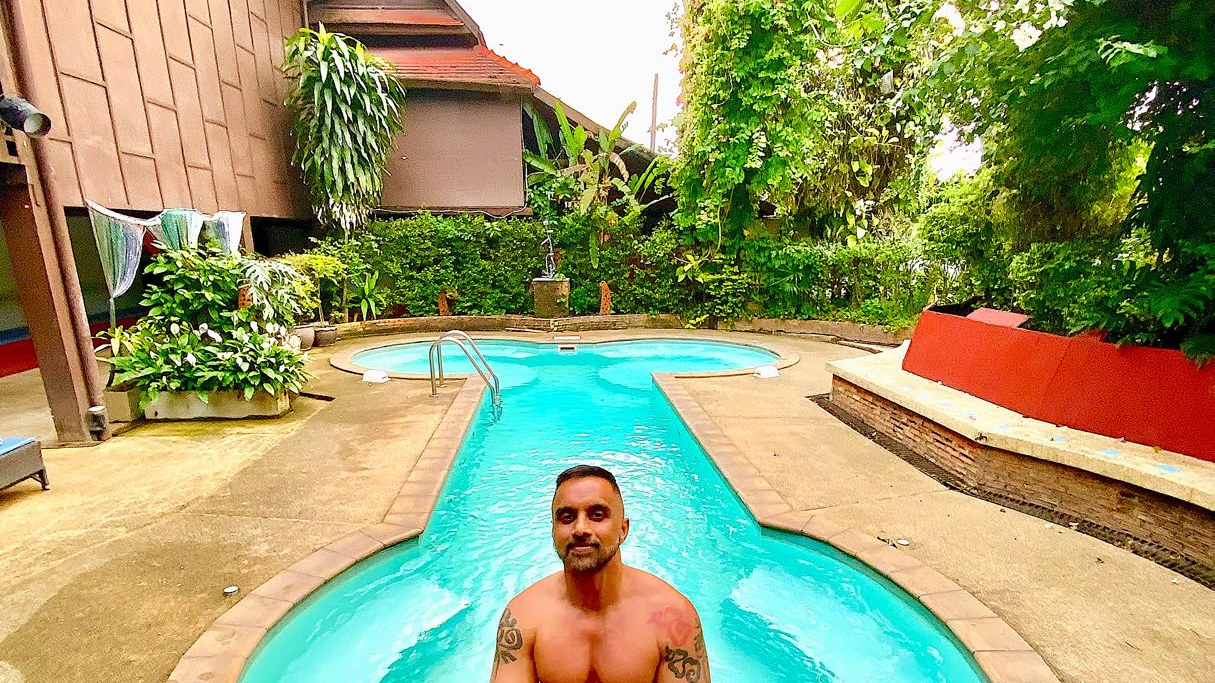 Marc Andrews in the penis-shaped pool at Club One Seven, Chiang Mai