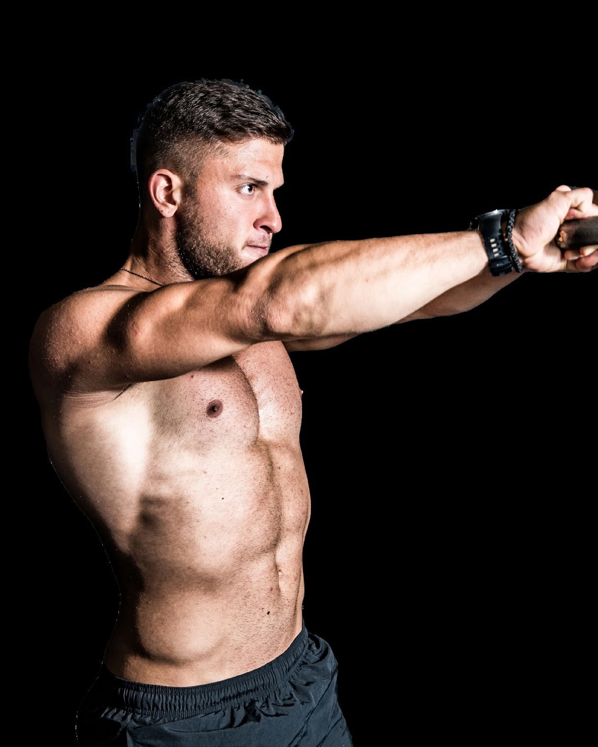 Man training with kettlebell