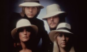 ABBA group portrait in white hats, circa 1974